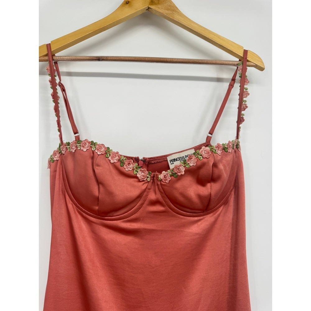 Princess Polly Kenzie Dress Women 8 Floral Satin Mini Babydoll Cottage Party - Picture 3 of 12